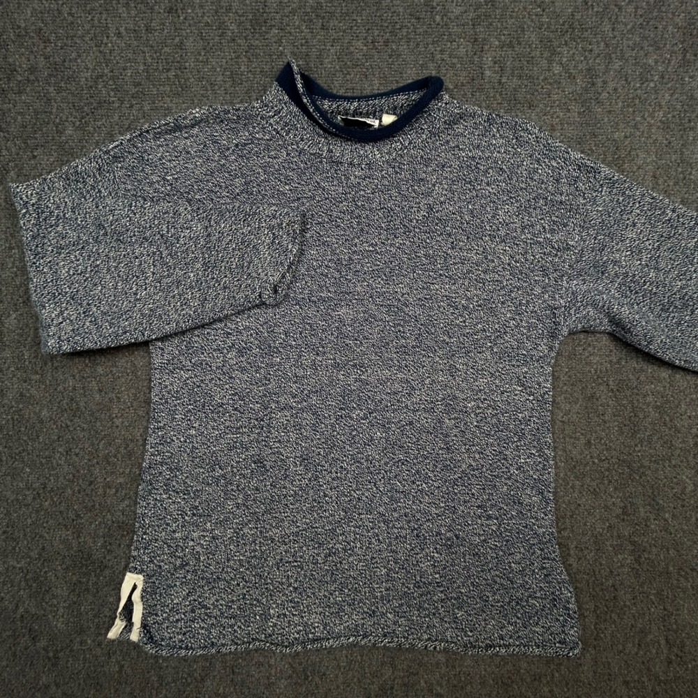 Crazy Horse Sweater Mens L Blue Marled Vintage Mock Neck Knit Gorpcore 90s USA